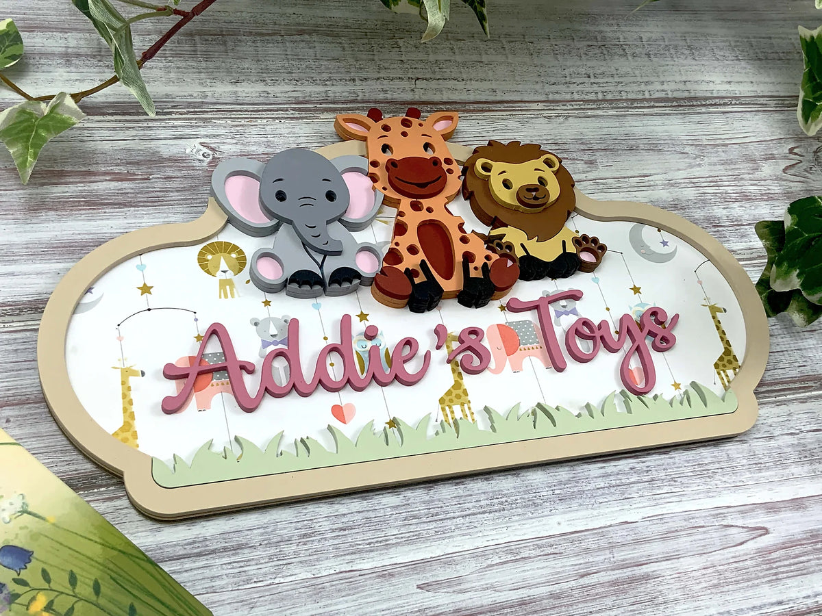 Personalised Jungle Themed Name Plate