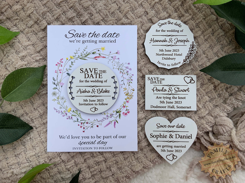 Personalised White Wedding Save the Date Magnets