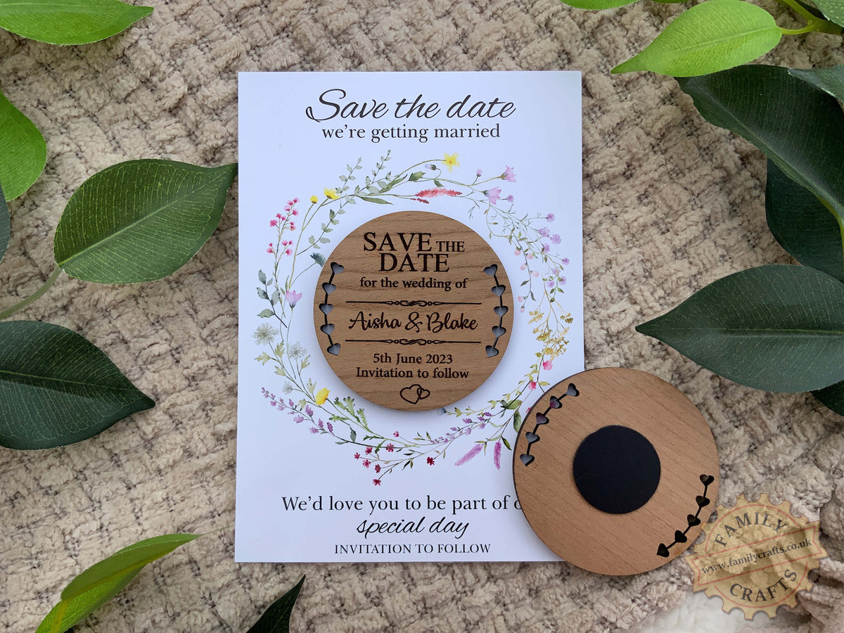 Wooden Custom Save the Date Magnets