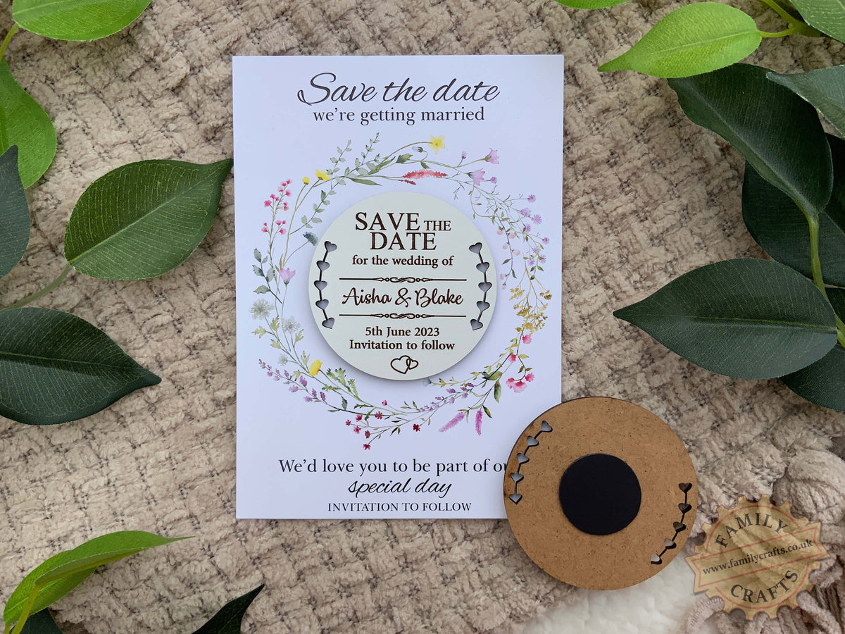 Personalised White Save the Date Magnets