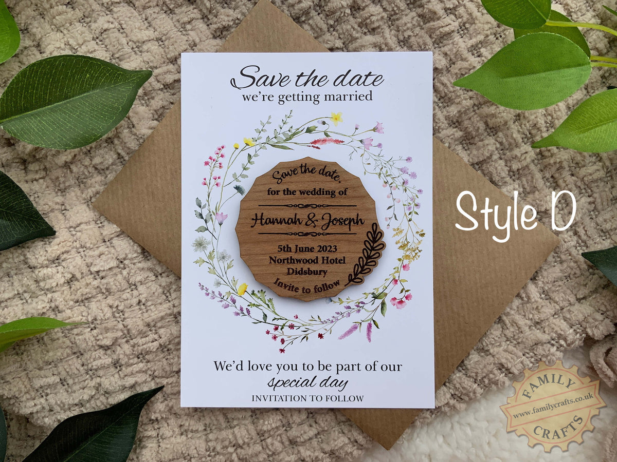 Personalised Engraved Save the Date Magnets - Style D