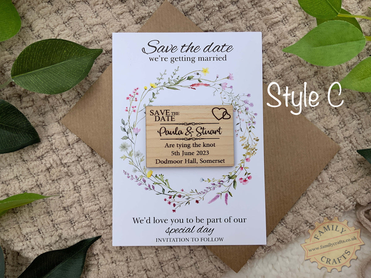 Personalised Wedding Save the Date Magnets - Style C