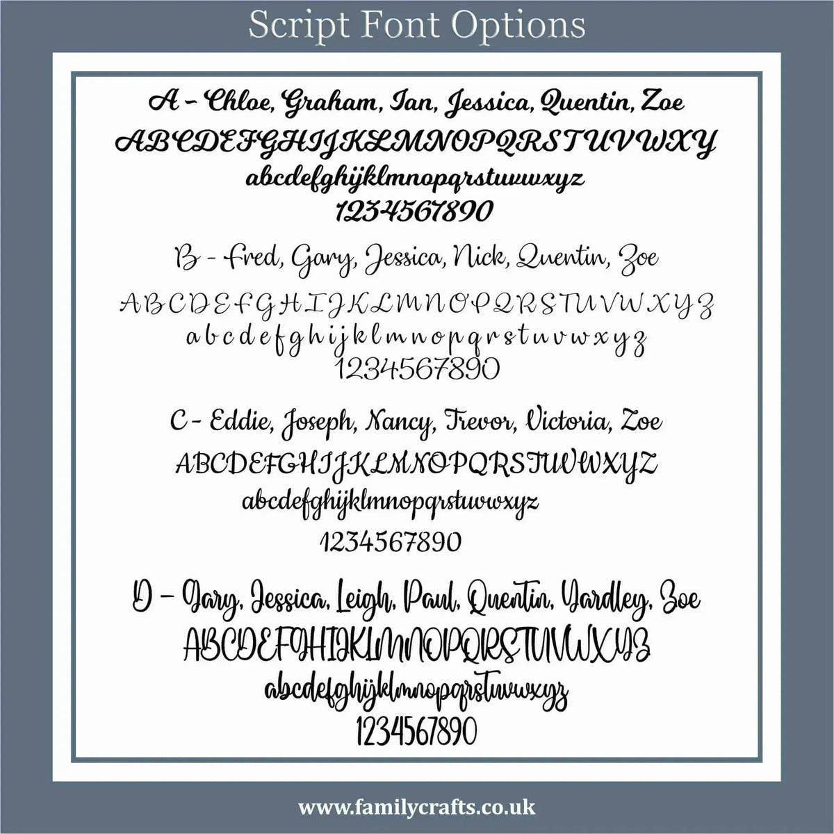 Matt Acrylic Letter Font Options