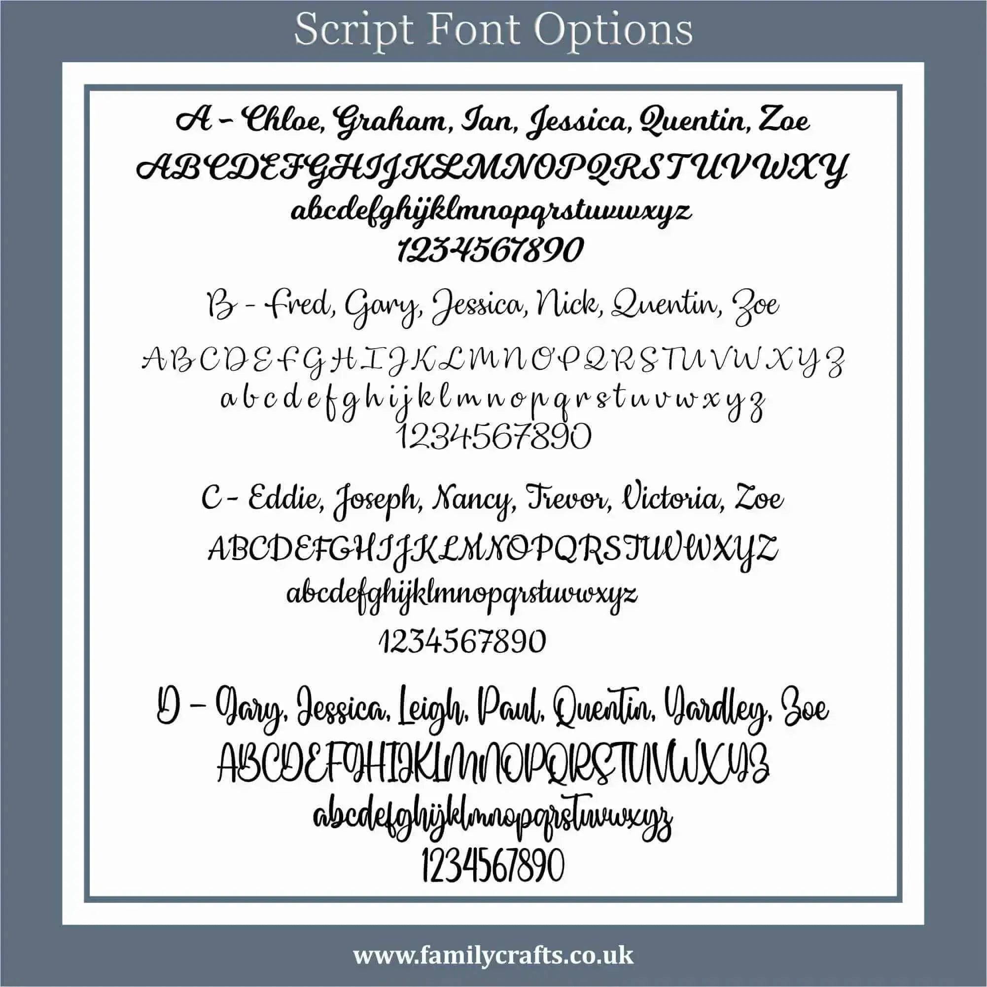 Matt Acrylic Letter Font Options