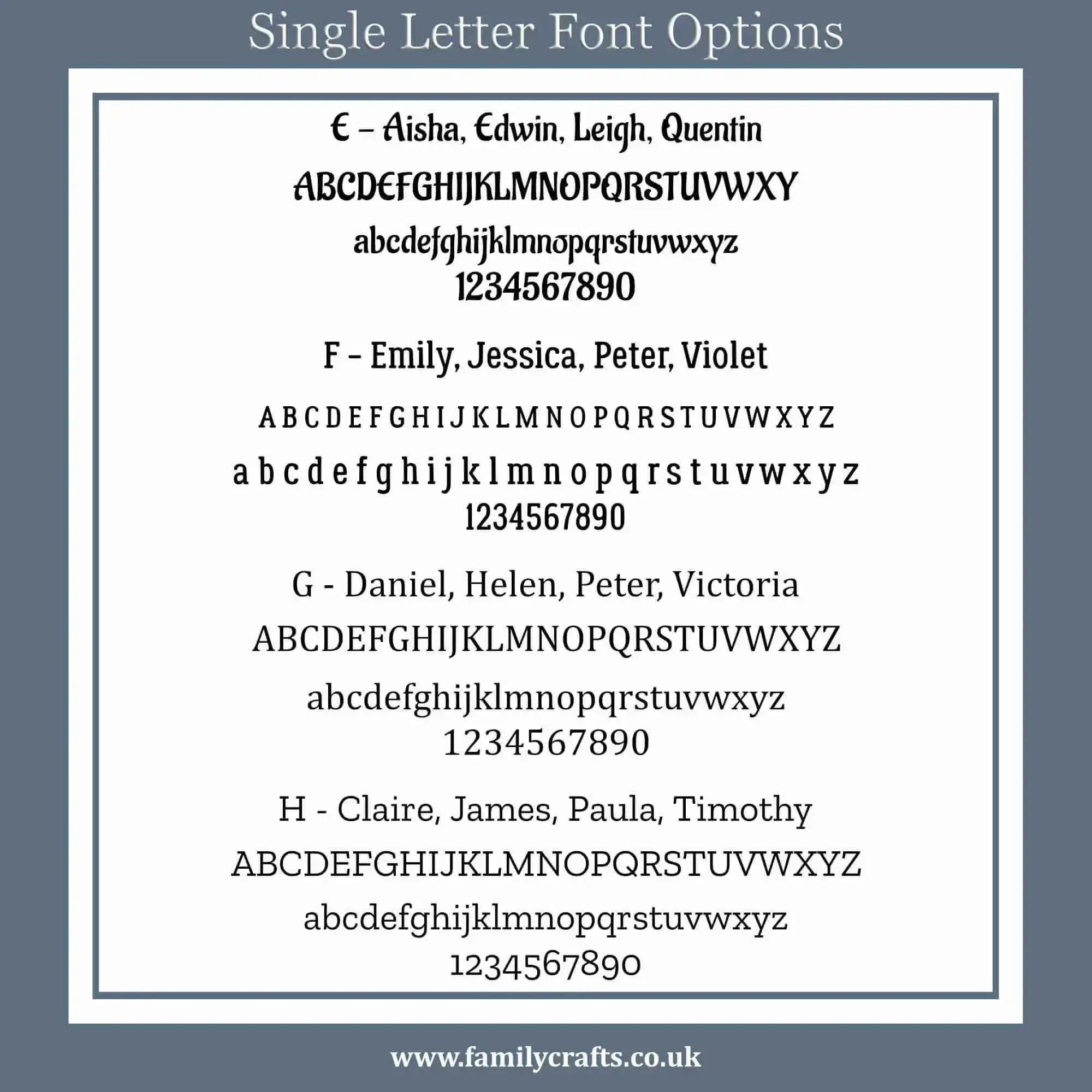 Acrylic Letter Font Options