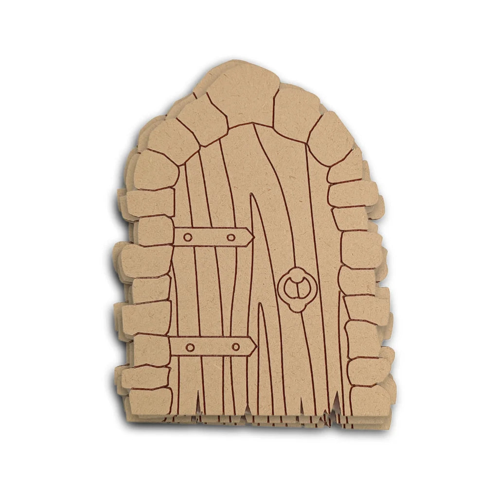 Stone Block Fairy Door Bundle with Woodgrain