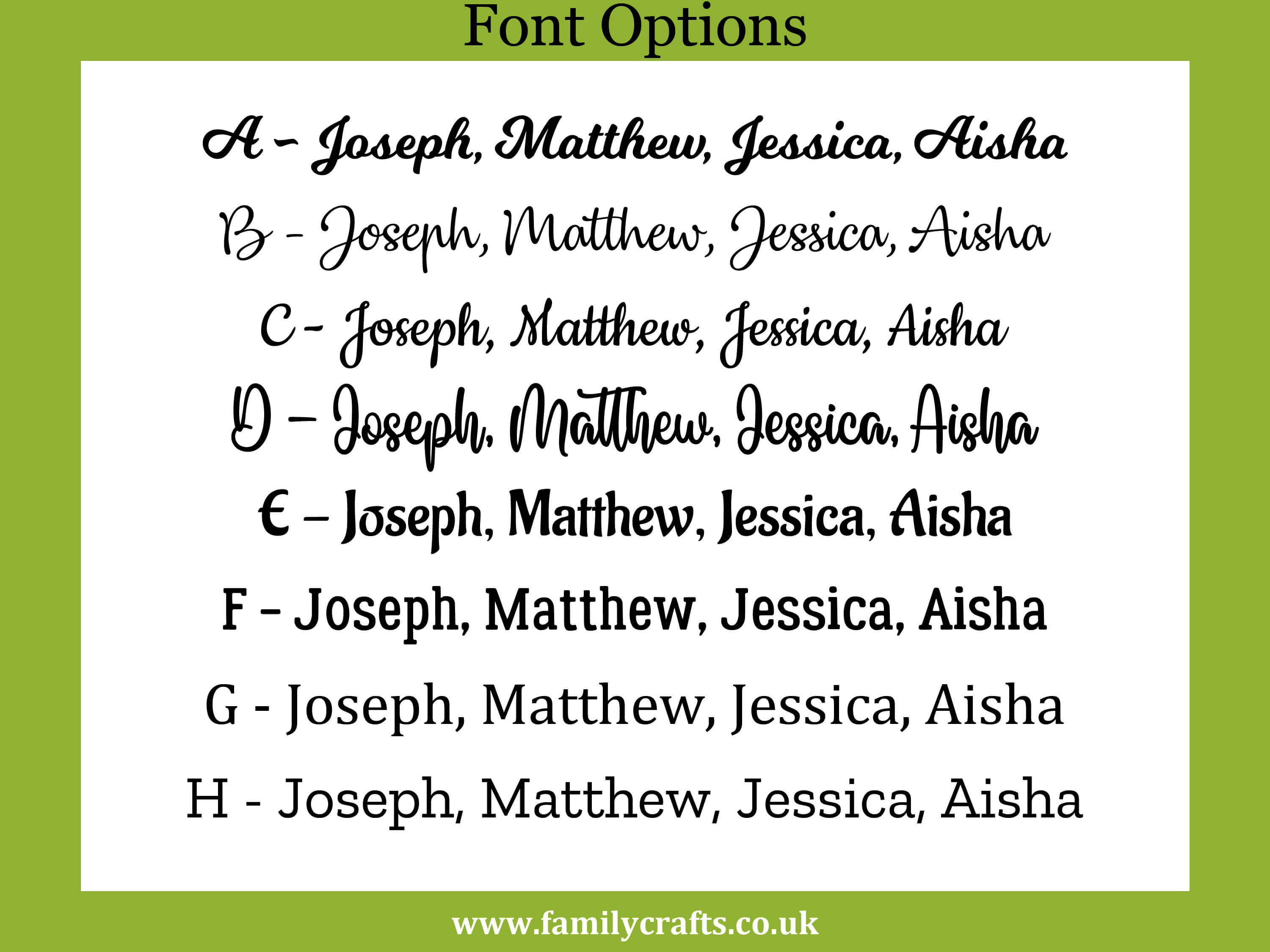 Acrylic Word Font Options