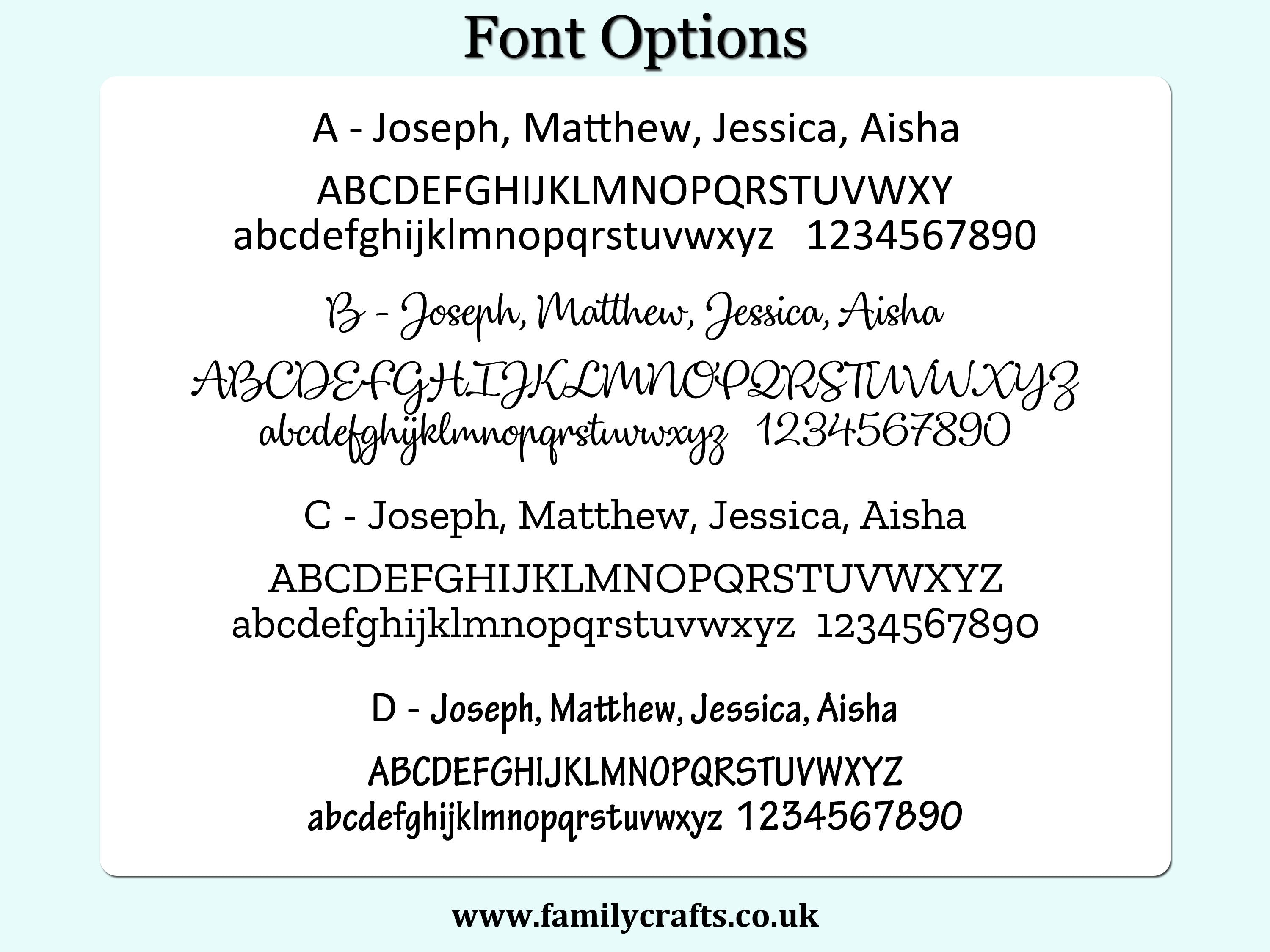 Font Options for Personalised Engraving