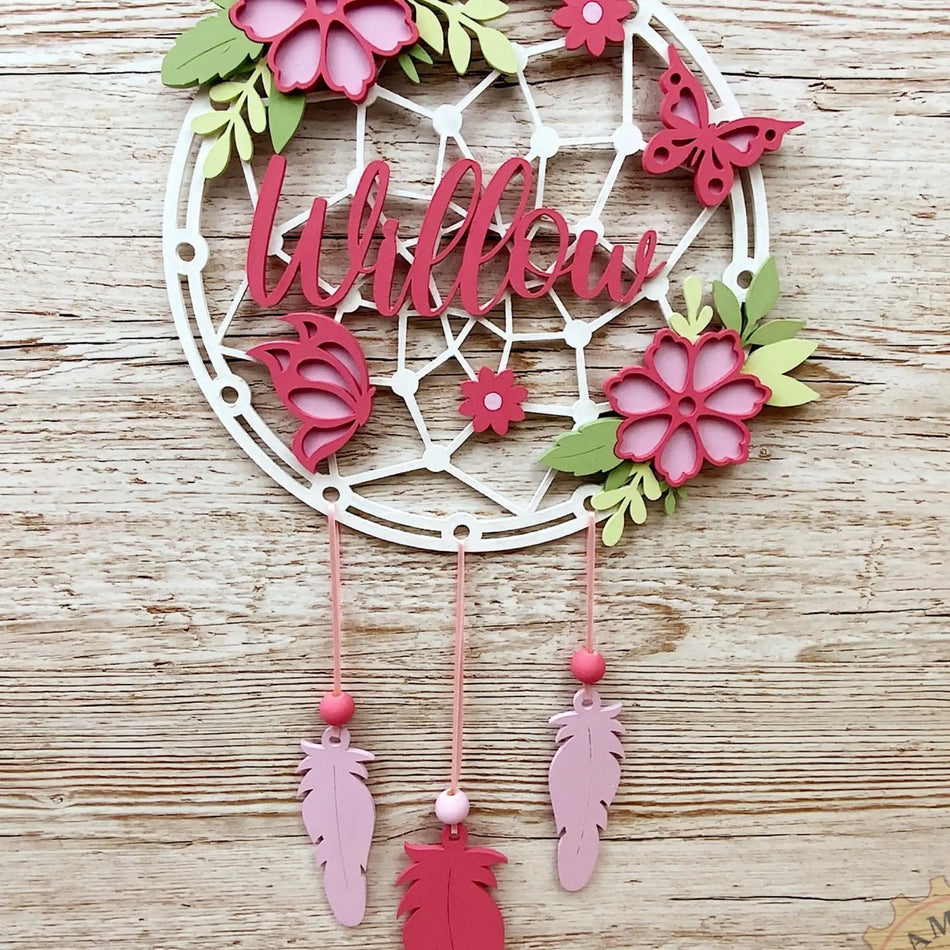 Hand Painted Floral Dream Catcher