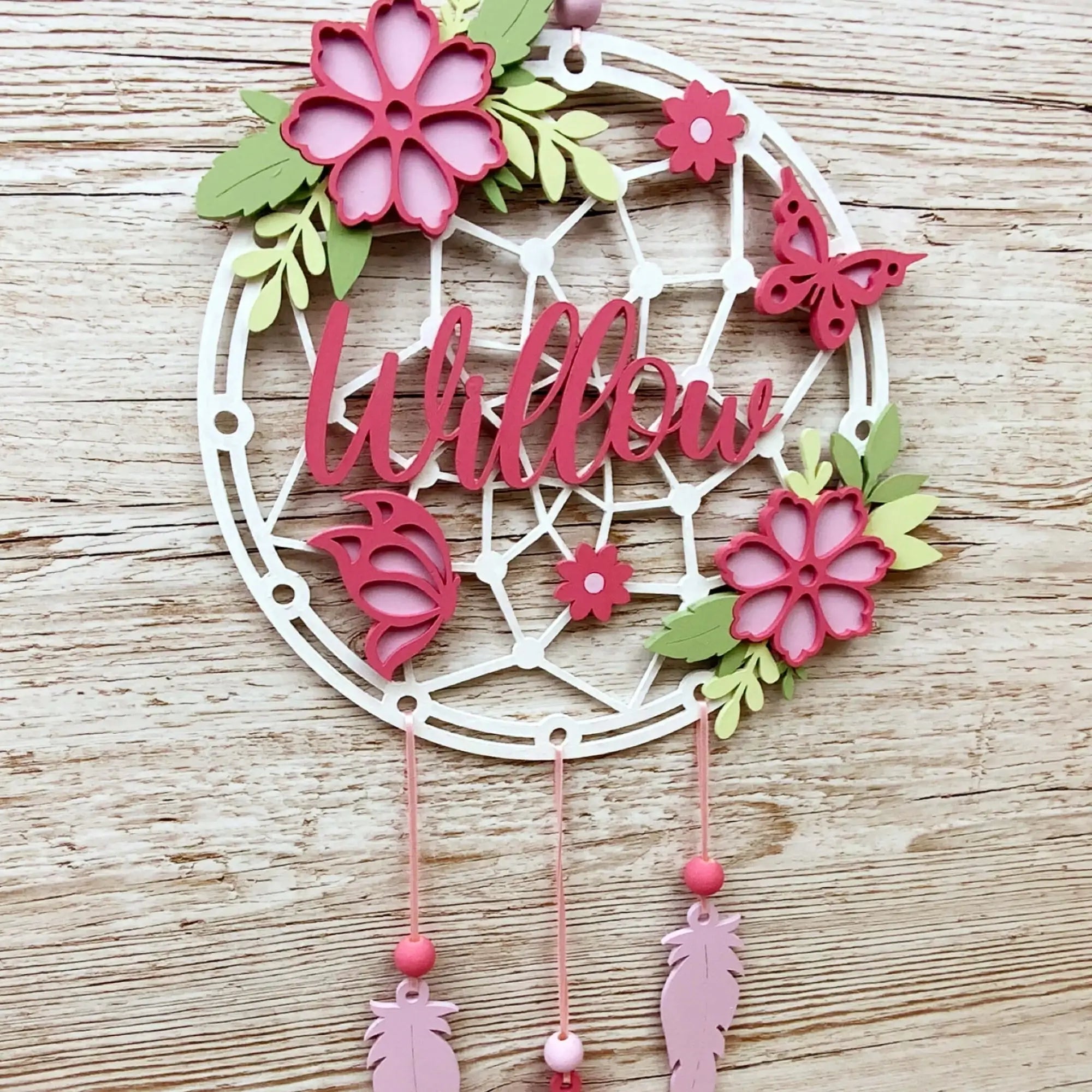 Hand Painted Personalised Floral Dream Catcher