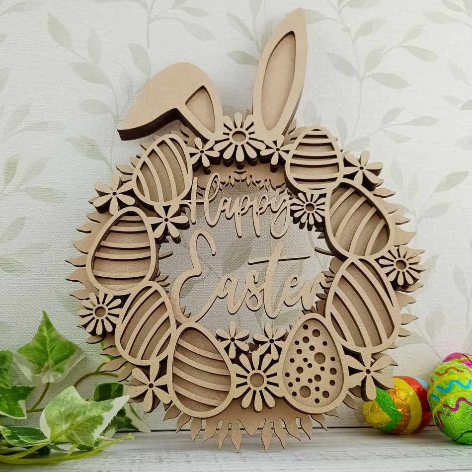 Happy Easter Bunny Ears Wreath