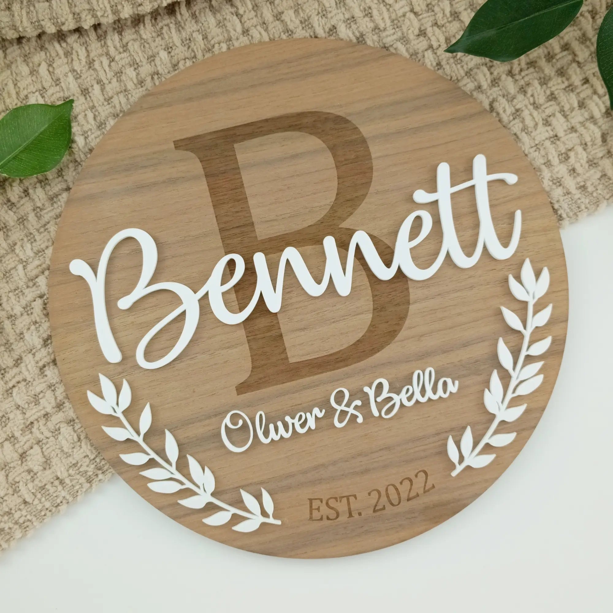 Round Personalised Family Name Sign