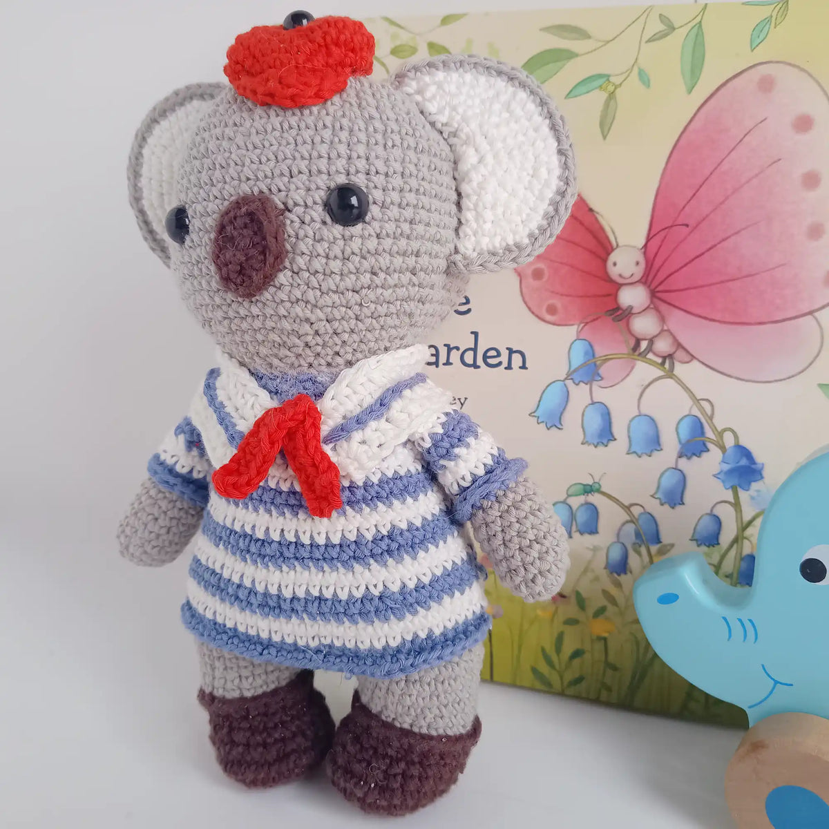 Crocheted Koala in Sailor's Uniform