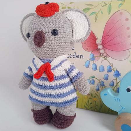 Crocheted Koala in Sailor's Uniform