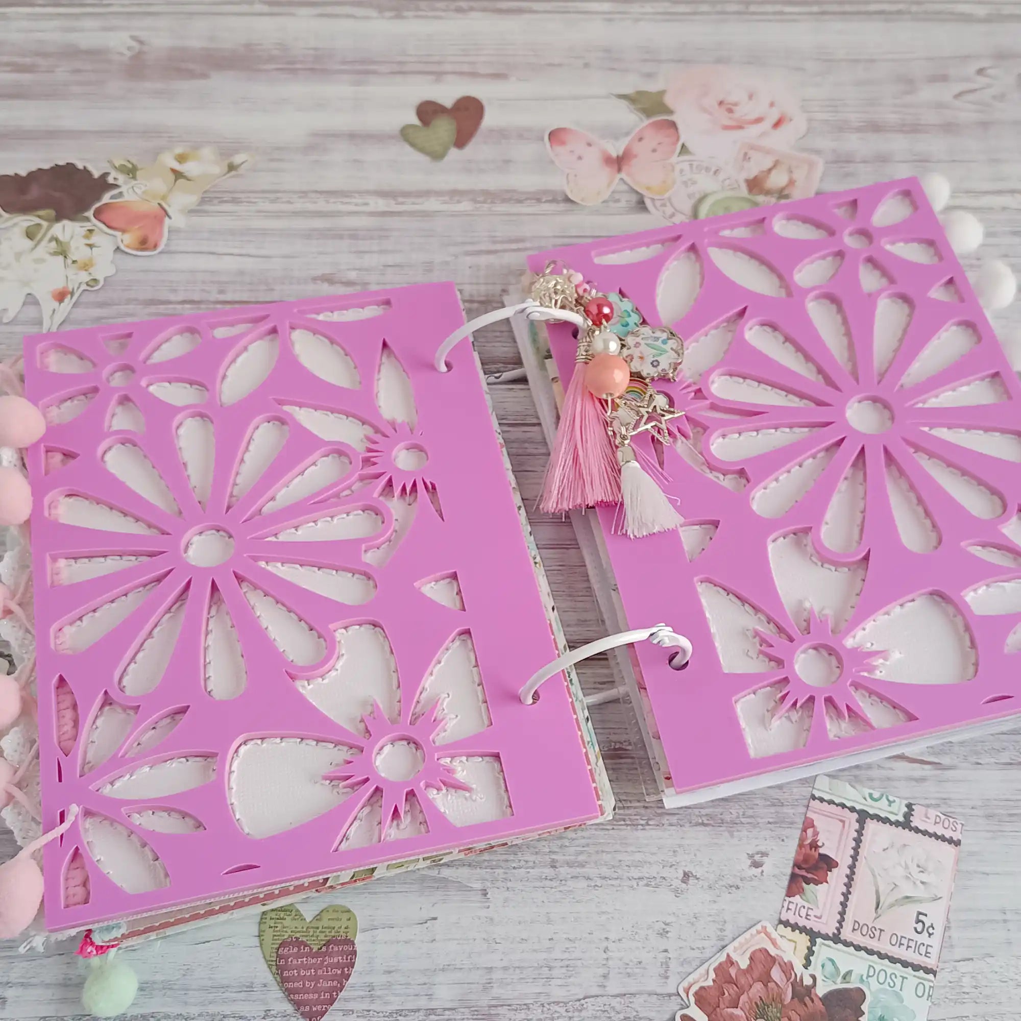 Acrylic Flowers Mini Album Covers