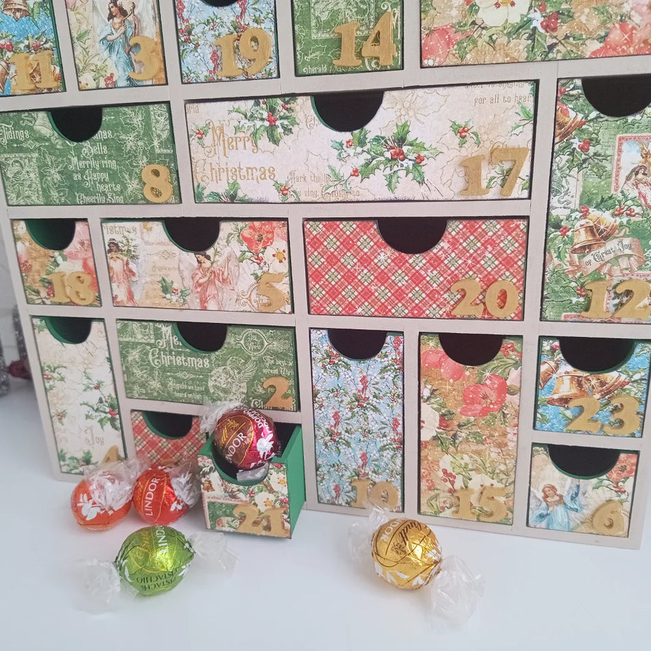 Christmas Countdown Advent Calendar with 24 Drawers