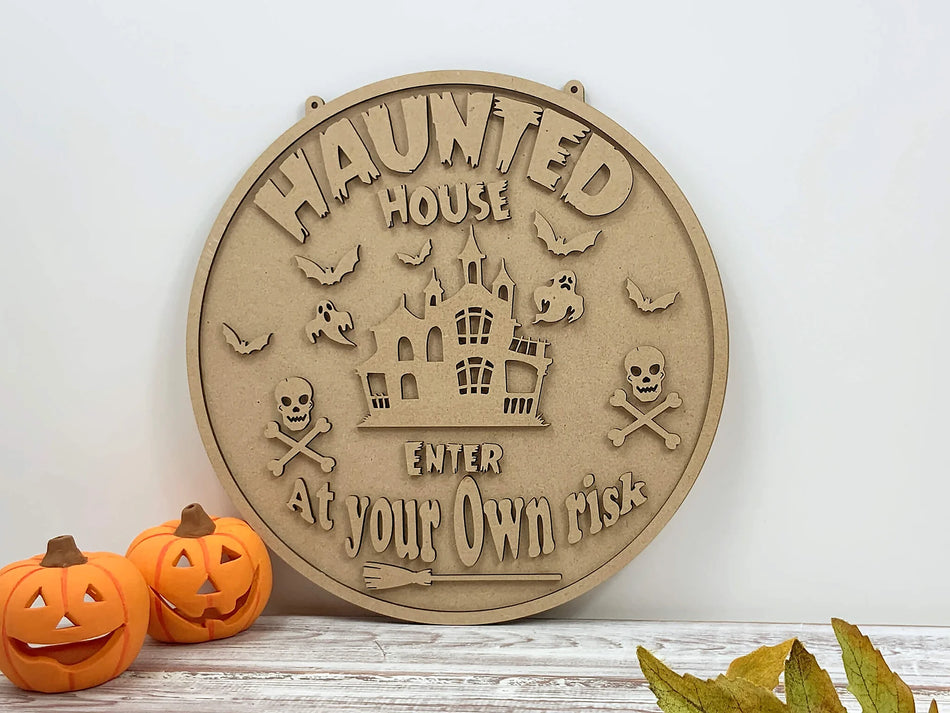 Enter at Your Own Risk Halloween Plaque
