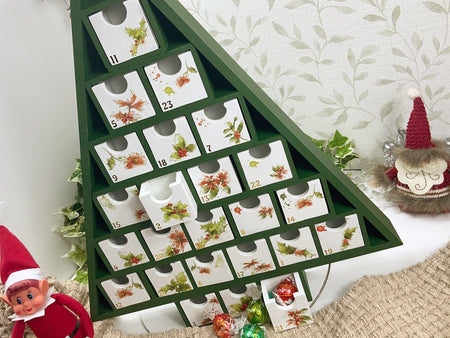 Tree Shaped Advent Calendar with 24 Drawers