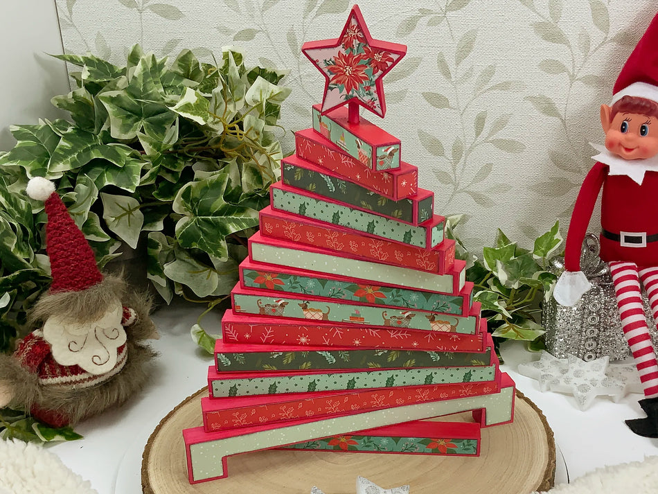 Freestanding Stacked Wooden Christmas Tree - Style A