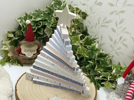 Freestanding Stacked Wooden Christmas Tree - Style D