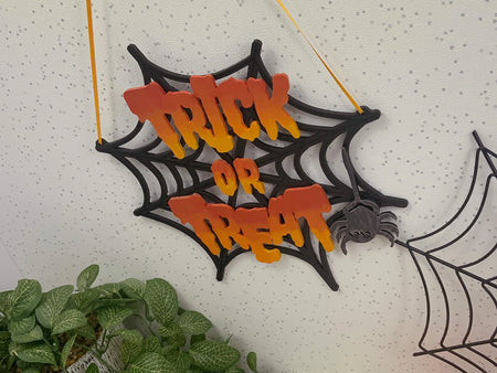 Hand Painted Cobweb Halloween Sign