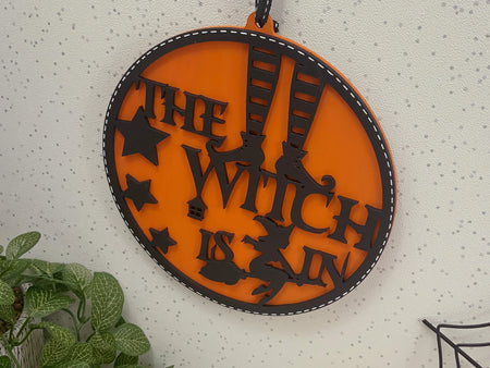 Witch Halloween Hanging Plaque