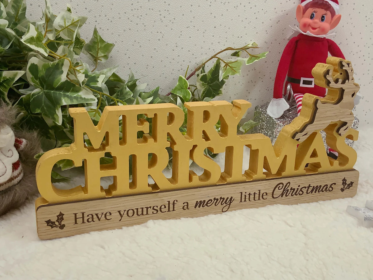 Freestanding Merry Christmas Reindeer Decor