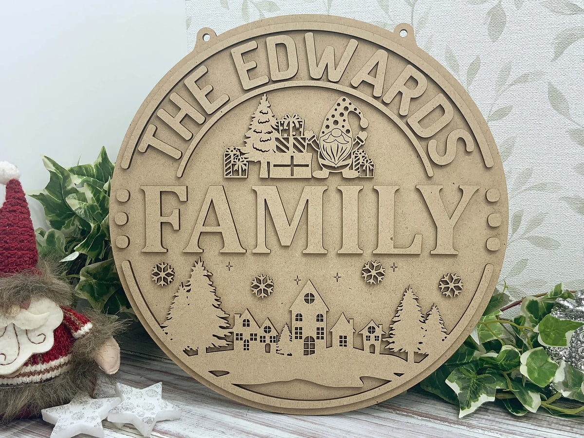 Christmas Themed Family Name Sign