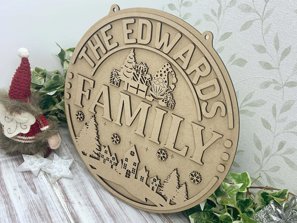 Personalised Christmas Family Name Wall Art