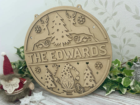 Christmas Family Name Sign Wall Hanging Plaque