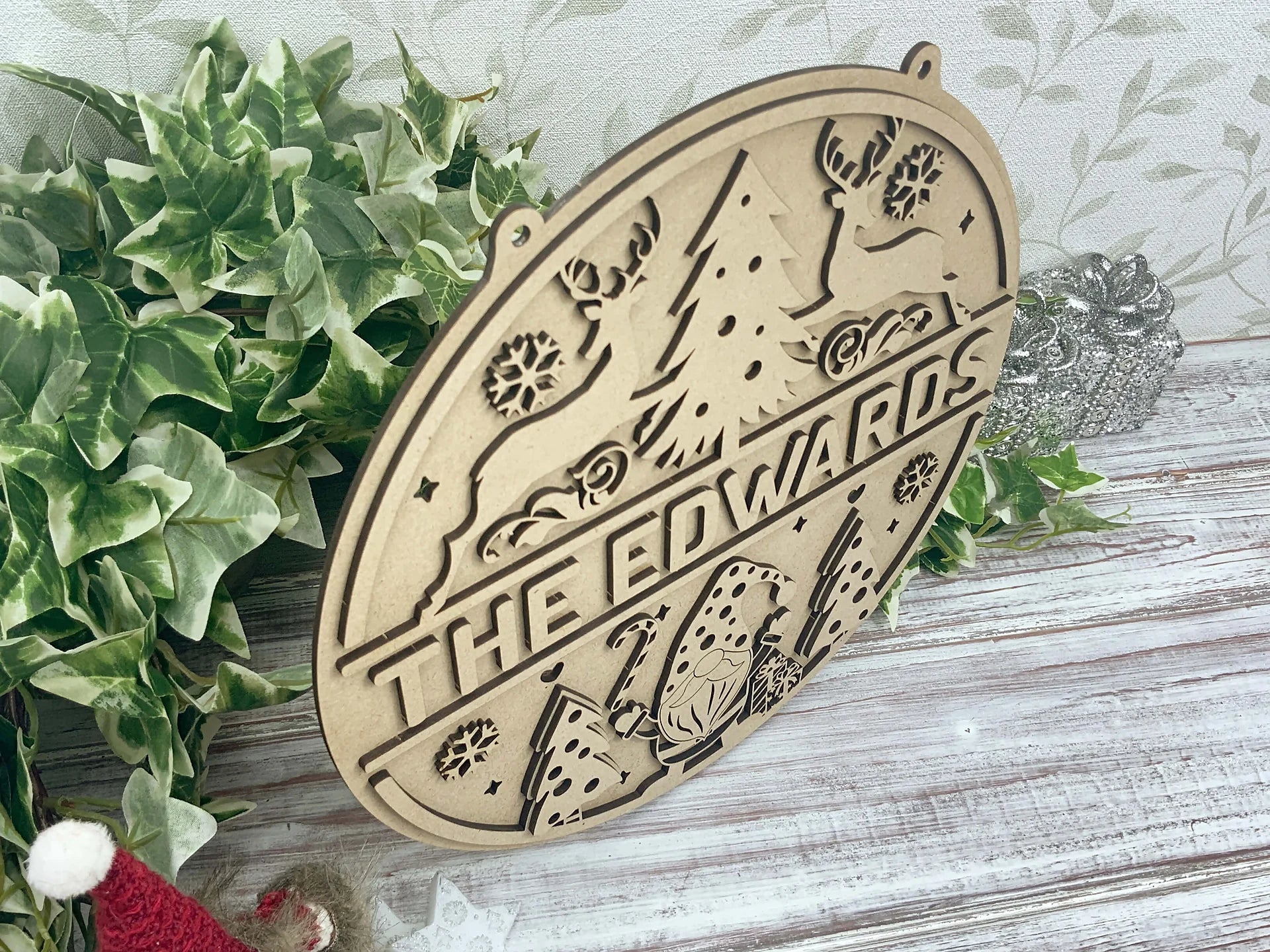 Customised Christmas Wall Art with Family Name