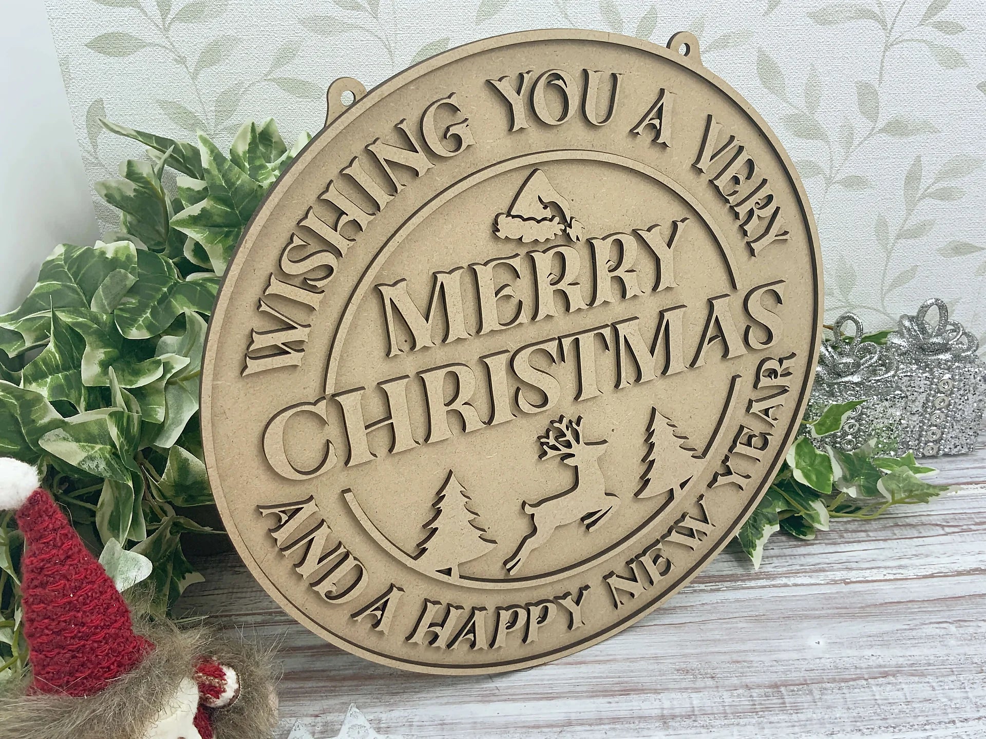 Merry Christmas Happy New Year Plaque