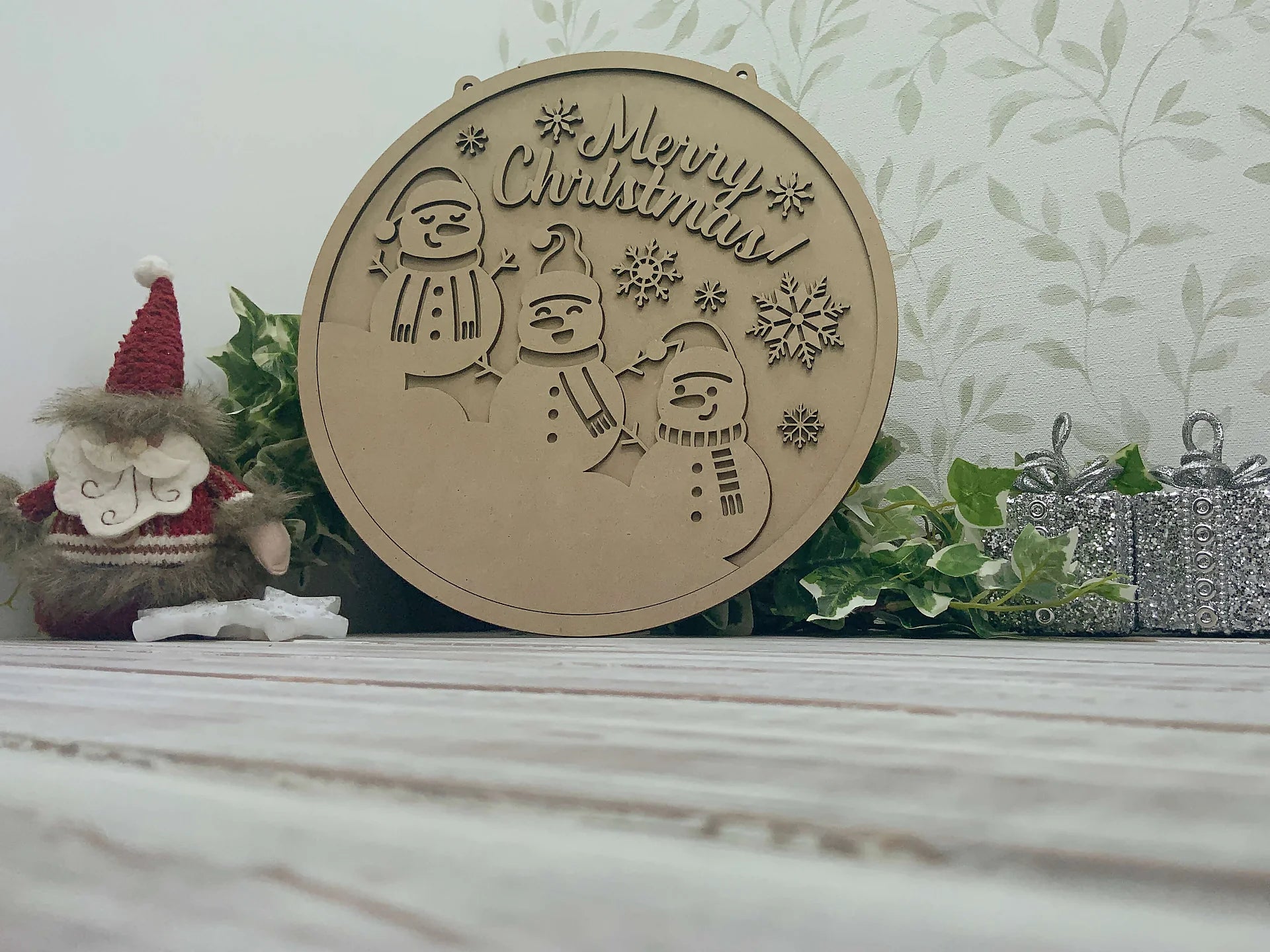 Merry Christmas Wall Sign - Snowmen Edition
