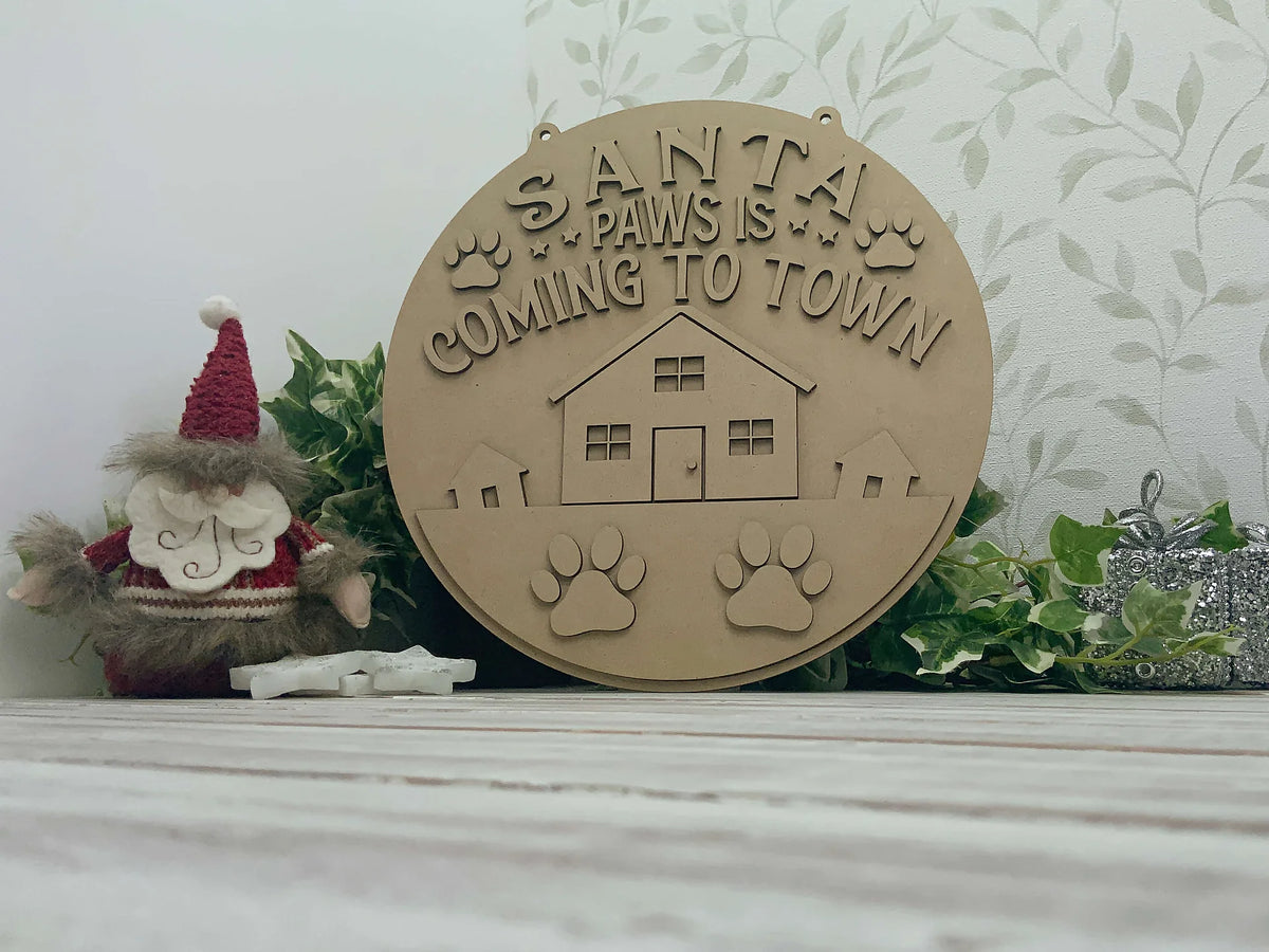 Santa Paws Christmas Wall Hanging SIgn