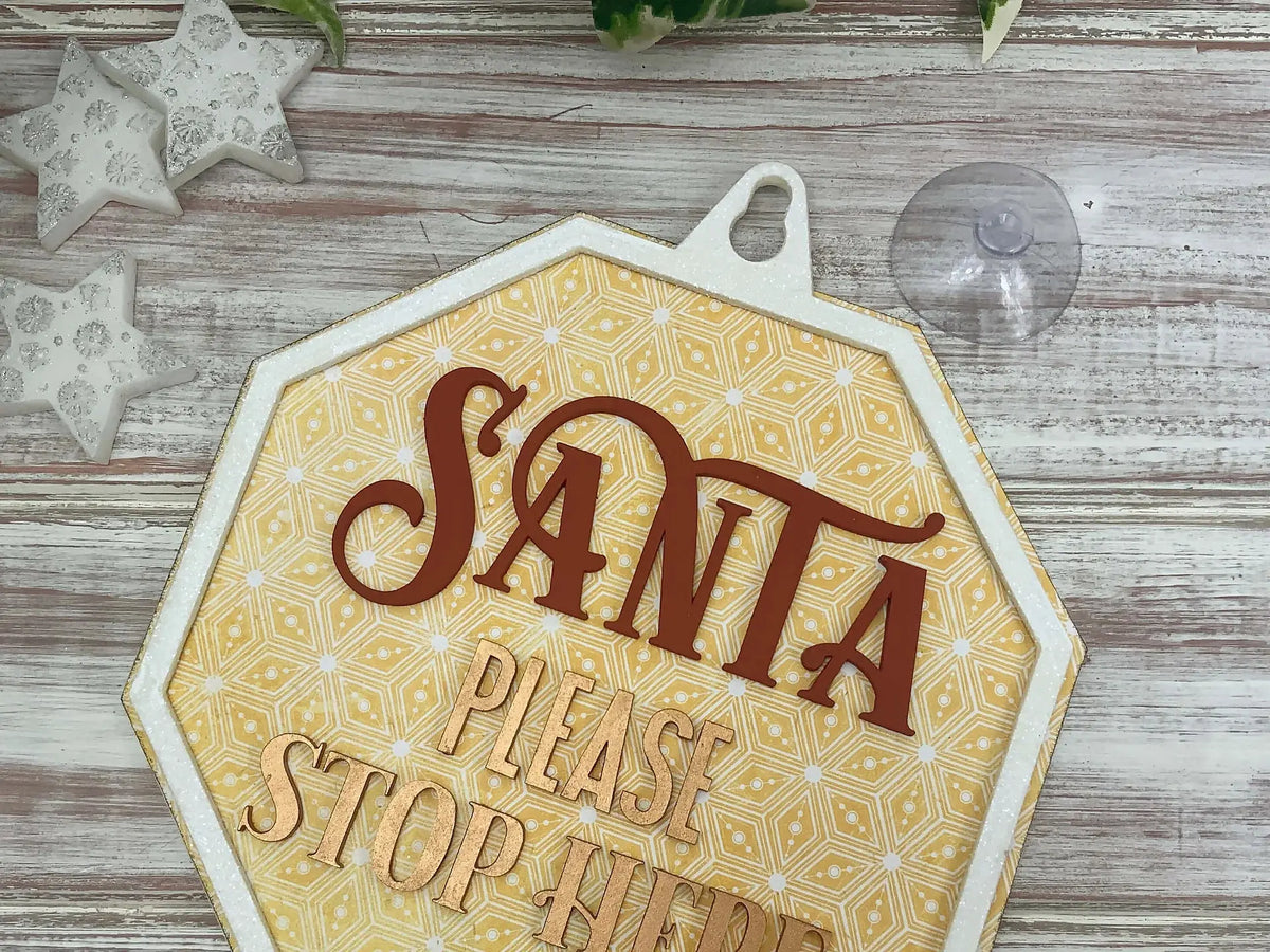 Stop Please Sign In Santa Please Stop Here Window Sign - A Magical Christmas Welcome!