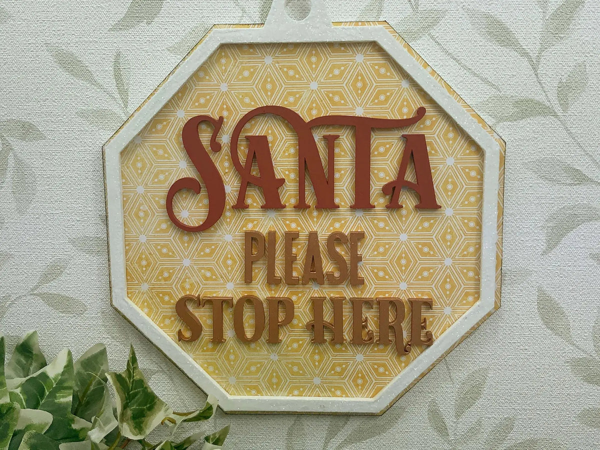 Stop Please Sign In Santa Please Stop Here Window Sign - A Magical Christmas Welcome!