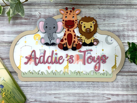 Nursery Decor Jungle Themed Name Sign