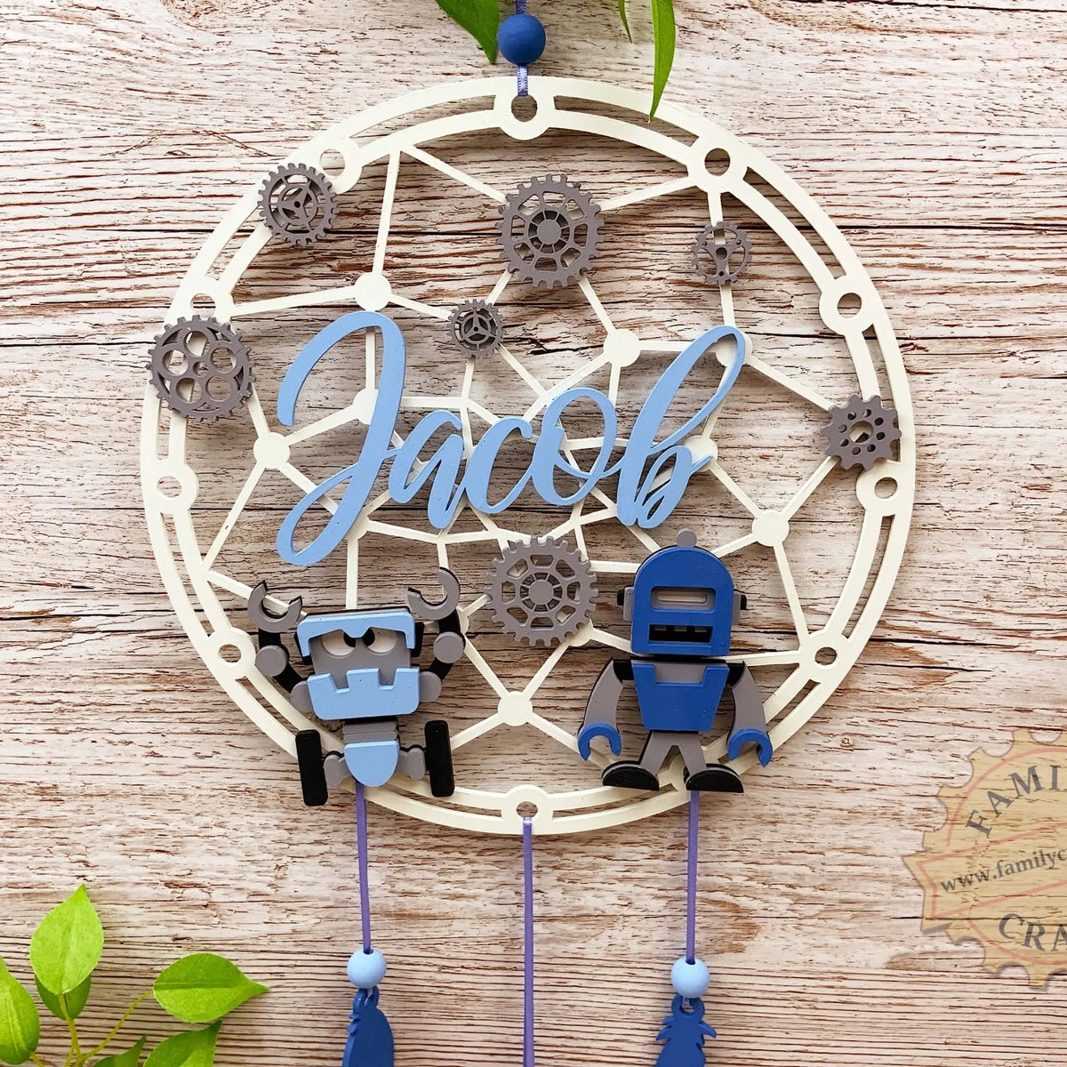 Hand Painted Personalised Robot Dream Catcher