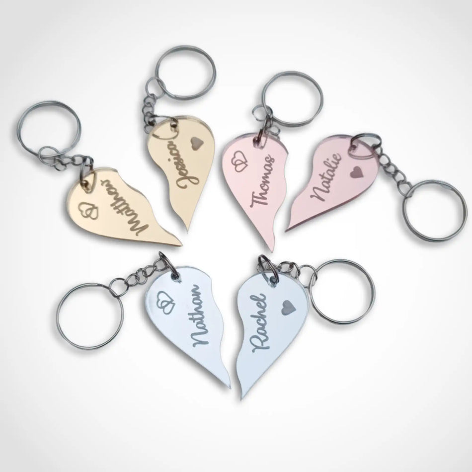 Personalised Acrylic Heart Keyrings