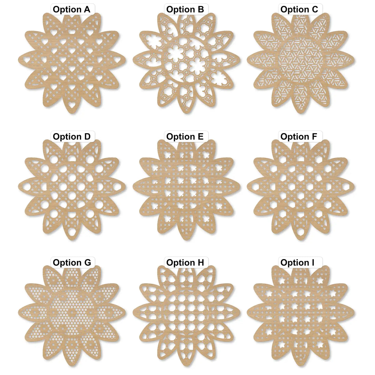 boho inspired rattan flower pattern options