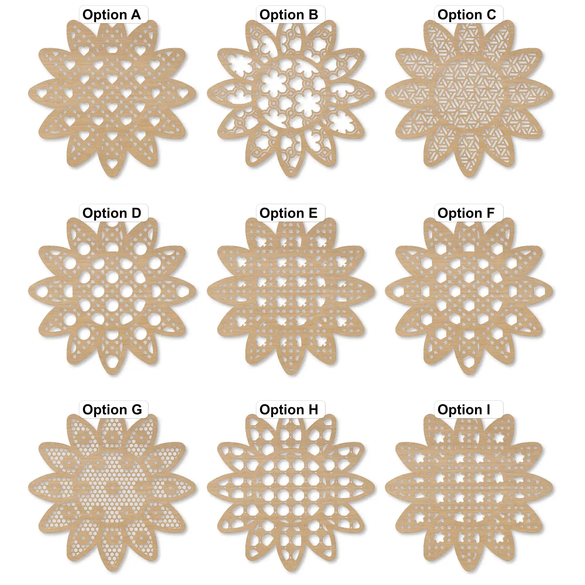 boho inspired rattan flower pattern options