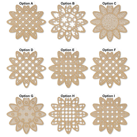boho inspired rattan flower pattern options