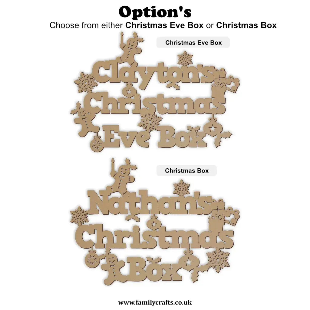 Christmas Box topper options with Bold font