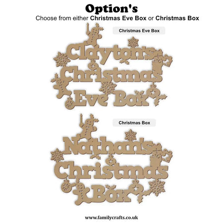 Christmas Box topper options with Bold font