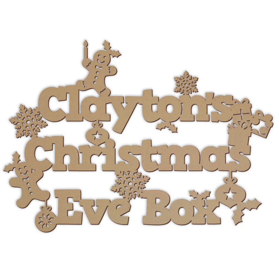 Christmas Eve Box topper with a bold font design