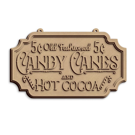 Laser cut Candy Canes Christmas Plaque ready to paint and decorate for festive home displays.