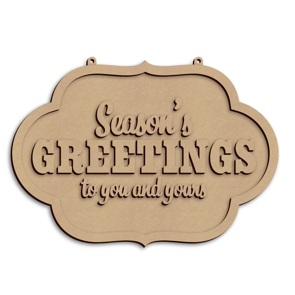 Christmas Greetings Seasonal Plaque wooden festive sign ready to paint and personalise for Christmas décor.