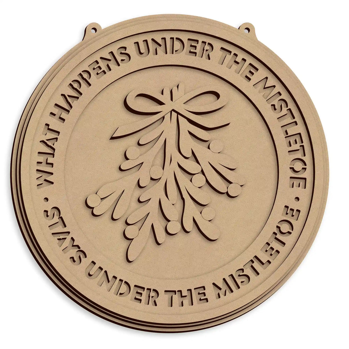 Laser cut Christmas Mistletoe Wall Plaque ready to paint and personalise for festive home décor.