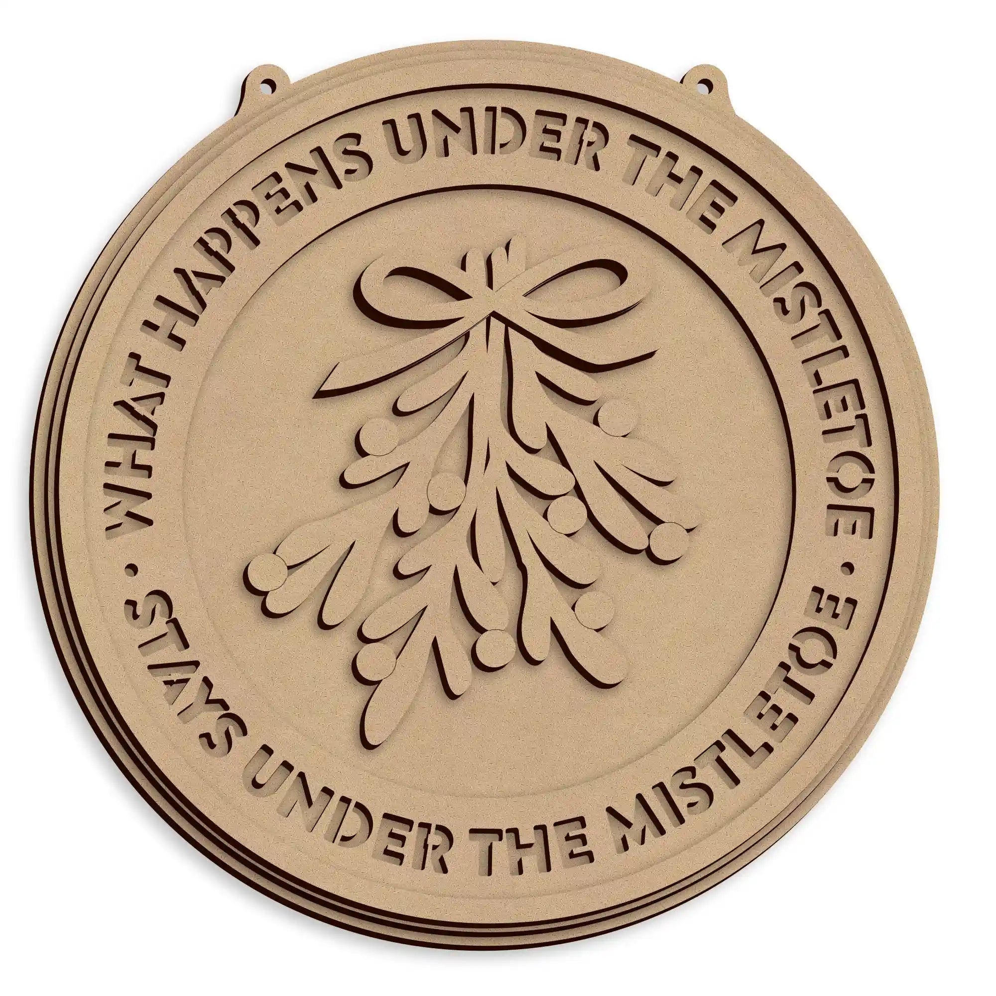 Laser cut Christmas Mistletoe Wall Plaque ready to paint and personalise for festive home décor.