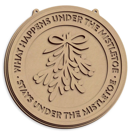Laser cut Christmas Mistletoe Wall Plaque ready to paint and personalise for festive home décor.